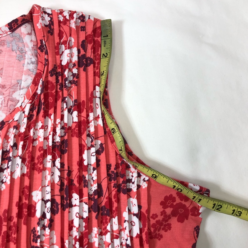 Woman Within Poly Rayon Colorful Floral Pleated Sleeveless Pull On Dress L 18/20 - Picture 12 of 15
